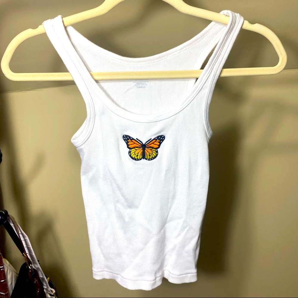 Brandy Melville tank top butterfly embroidered